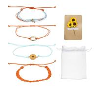 sourcing map Braccialetti girasole Boemia Surf Amicizia Bracciali Regolabile Girasole Corda Intrecciata Set con Carta & Borsa a Rete, One Size, Poliestere, Non pietra preziosa