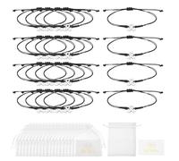 sourcing map Braccialetti per cancro al seno, regolabile, con nastro intrecciato e nastro, set regalo con biglietto e borsa a rete, One Size, Metallo, Non pietra preziosa