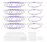 sourcing map Braccialetti per cancro al seno, regolabile, con nastro intrecciato e nastro, set regalo con biglietto e borsa a rete, One Size, Metallo, Non pietra preziosa