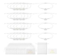 sourcing map Braccialetti per cancro al seno, regolabile, con nastro intrecciato e nastro, set regalo con biglietto e borsa a rete, One Size, Metallo, Non pietra preziosa