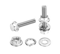 sourcing map Bulloni a testa esagonale flangiata a croce M5 x 25 mm, 10 viti esagonali flangiate in acciaio inossidabile 304 con dadi, rondelle piatte e di bloccaggio, completamente filettate, per