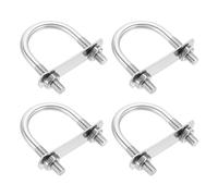 sourcing map Bulloni a U rotondi M10, 4 set da 50 mm, larghezza interna 82 mm, lunghezza 201, in acciaio inox, con piastre e dadi per auto, rimorchi, sentieri della barca, argento