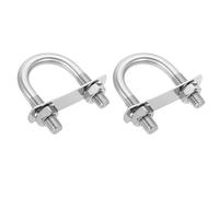 sourcing map Bulloni a U rotondi M12, 2 set da 41 mm, larghezza interna 77 mm, lunghezza 201, in acciaio inox, con piastre e dadi per auto, rimorchi, sentieri della barca, argento