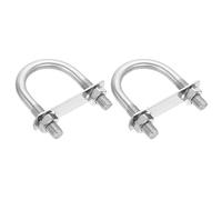 sourcing map Bulloni a U rotondi M12, 2 set da 53,8 mm, larghezza interna 87 mm, lunghezza 201, in acciaio inox, con piastre e dadi per auto, rimorchi, sentieri della barca, argento