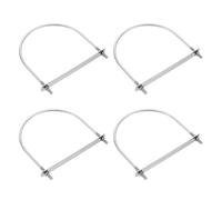 sourcing map Bulloni a U rotondi M6, 4 set da 135 mm, larghezza interna 155 mm, lunghezza 201, in acciaio inox, con piastre e dadi per auto, rimorchi, sentieri della barca, argento