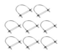 sourcing map Bulloni a U rotondi M6, 8 set da 60 mm, larghezza interna 77 mm, lunghezza 201, in acciaio inox, con piastre e dadi per auto, rimorchi, sentieri della barca, argento