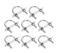 sourcing map Bulloni a U rotondi M6, 8 set di bulloni a U da 35 mm, larghezza interna 52 mm, lunghezza 201, in acciaio inox, con piastre e dadi per auto, rimorchi, percorsi di barche, argento
