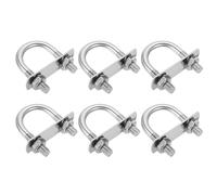 sourcing map Bulloni a U rotondi M8, 6 set da 28 mm, larghezza interna 55 mm, lunghezza 201, in acciaio inox, con piastre e dadi per auto, rimorchi, sentieri della barca, argento
