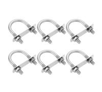 sourcing map Bulloni a U rotondi M8, 6 set da 40 mm, larghezza interna 65 mm, lunghezza 201, in acciaio inox, con piastre e dadi per auto, rimorchi, sentieri della barca, argento