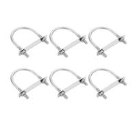 sourcing map Bulloni a U rotondi M8, 6 set di bulloni a U da 77 mm, larghezza interna 105 mm, lunghezza 201, in acciaio inox, con piastre e dadi per auto, rimorchi, percorsi di barche, argento