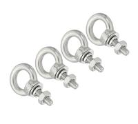 sourcing map Bulloni ad occhiello M3 da 1/8 "x 0,9 cm in acciaio inossidabile con vite filettata ad anello con dadi rondelle per sollevamento appesi, set da 4