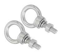 sourcing map Bulloni ad occhiello M6 da 1/4" x 2 cm, in acciaio inox, vite filettata, anello a occhiello con dadi e rondelle per sollevamento appesi, set da 2