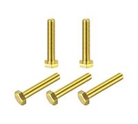 sourcing map Bulloni esagonali in ottone, M8x45mm 5pcs Completamente Filettatura Grado 4.8 In Ottone Massiccio Testa Esagonale Bullone Macchina Viti per Macchinari