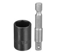 sourcing map Bussola a 6 punti poco profonda da 0,6 cm, presa metrica da 12 mm, lunghezza 25 mm con adattatore esagonale da 0,6 cm da 50 mm, kit di accessori per adattatori per bussole in acciaio CR-V