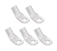 sourcing map Capicorda in filo di rame da 1 AWG - 6,35 mm, piegate a 45 gradi, terminali per batteria, terminali ad anello, con occhiello in rame, per forniture elettriche marine (argento, 5 pezzi)