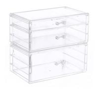 sourcing map Cassetti impilabili, in acrilico trasparente, organizer per trucchi, per bagno e scrivania, Multicolore, 3 strati