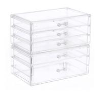 sourcing map Cassetti impilabili, in acrilico trasparente, organizer per trucchi, per bagno e scrivania, Multicolore, 5 strati