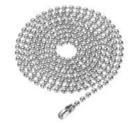 sourcing map Catena a sfere in acciaio inossidabile 316L collana con perline rotonde per cani con catenine con connettori e chiusure per uomini e donne per la creazione di gioielli, 1.5x650mm, Acciaio