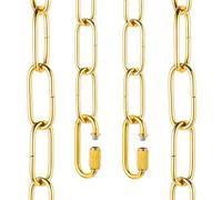 sourcing map Catena da appendere per illuminazione da 0,6 m, 3 mm, in metallo, estensione con 2 chiusure a collegamento rapido per appendere lampadari a sospensione, colore: giallo oro