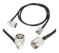 sourcing map Cavo coassiale CB RG58 nero da 50 Ohm a bassa perdita UHF maschio a UHF maschio ad angolo retto, cavo di prolunga per radio HAM, analizzatore antenna, radio HF e dispositivi di