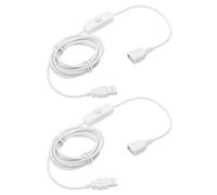sourcing map Cavo di prolunga USB con interruttore ON/OFF, 2 m, USB maschio a femmina, cavo di prolunga per lampada da scrivania, ventilatore, striscia luminosa a LED, bianco, confezione da 2