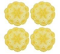 sourcing map Centrini all'uncinetto, 4 pezzi, 20,3 cm, sottobicchieri in cotone fatti a mano, tovagliette rotonde in pizzo con motivi floreali per decorazioni per feste di nozze (giallo)