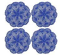 sourcing map Centrini all'uncinetto, 4 pezzi, 20,3 cm, sottobicchieri in cotone fatti a mano, tovagliette rotonde in pizzo con motivi floreali per decorazioni per feste di nozze (blu brillante)