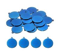 sourcing map Cerchio rotondo delle etichette dell'acciaio inossidabile che timbra gli spazi vuoti lucidati di placcatura con il foro esterno, 20mm, Acciaio inossidabile, Agata