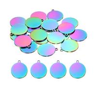 sourcing map Cerchio rotondo delle etichette dell'acciaio inossidabile che timbra gli spazi vuoti lucidati di placcatura con il foro esterno, 30mm, Acciaio inossidabile, Agata