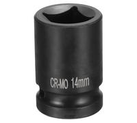 Sourcing Map Chiave a bussola quadrata da 1/2" da 14 mm, azionamento a 4 punti, acciaio legato CR-MO, finitura in ossido nero, riparazione automatica, fai da te, costruzione, manutenzione macchinari