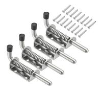 sourcing map Chiavistello a molla, 11,9 x 3,5 cm, per armadietti, rimorchi, porte, cassapanche, cancelli, con 8 viti in acciaio inox, colore argento, confezione da 4