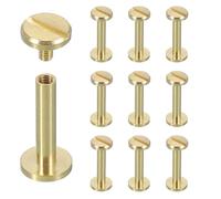 sourcing map Chicago - Set di 10 rivetti a vite M4 x 20 mm, in metallo, a testa Phillips, per fai da te, pelle, borse, artigianato, rilegatura, ottone