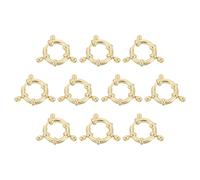sourcing map Chiusure ad anello a molla, 10 pezzi, 14 mm, in acciaio inox, rotonde, con chiusura a molla, connettori per collane fai da te, bracciali fai da te, color oro