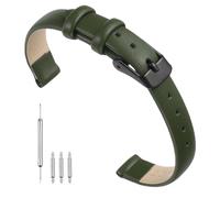 sourcing map Cinturino in vera pelle verde B largo 10 mm, piatto, sottile, elegante cinturino per orologio da polso, fibbia nera, per uomini e donne