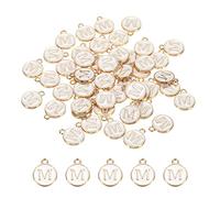 sourcing map Ciondoli a forma di lettera dell'alfabeto M, smaltati su entrambi i lati, per la creazione di collane, bracciali, orecchini e gioielli, confezione da 50, 12mm/0.5 inch, Metallo