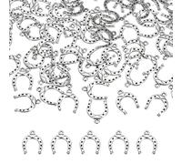 sourcing map Ciondolo a forma di ferro di cavallo, in lega, a forma di ferro di cavallo, stile occidentale, per la creazione di gioielli, 16 x 13mm, Lega di acciaio, Nessuna pietra preziosa