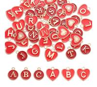 sourcing map Ciondolo a forma di lettera dell'alfabeto a doppia faccia A-Z, cuore e lettera rotonda, per la creazione di gioielli, collane, bracciali, orecchini, accessori per gioielli fai da te