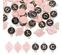 sourcing map Ciondolo a forma di lettera dell'alfabeto dalla A alla Z, doppio ciondolo rotondo da appendere, per la creazione di gioielli, collane, bracciali, orecchini, accessori fai da te, Misura