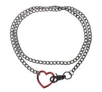 sourcing map Collana a catena a slittamento, collana regolabile con anello a forma di cuore, collana cubana a doppio strato con chiusura per donne gioielli punk gotici, 1, Acciaio inossidabile