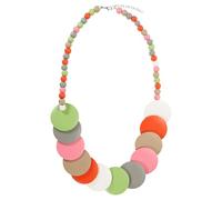 sourcing map Collana con perline grosse, collana con perline rotonde in legno, collana con perline di perle per donne e uomini, gioielli fatti a mano, accessori alla moda, serie di colori chiari