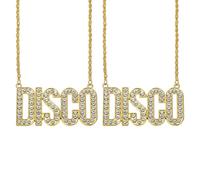 sourcing map Collana da uomo e da discoteca anni '70, accessorio per uomini e donne, anni '50, 60, 70, 80, per feste a tema, gioielli, regalo, oro, confezione da 2