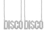 sourcing map Collana da uomo e da discoteca anni '70, accessorio per uomini e donne, anni '50, 60, 70, 80, per feste a tema, gioielli, regalo, argento, confezione da 2