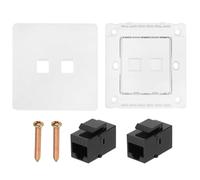sourcing map Confezione da 1 piastra da parete Ethernet, 2 porte Cat 6 Ethernet con accoppiatore RJ45 nero Cat6 per casa e ufficio, bianco