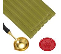 sourcing map Confezione da 12 bastoncini per pistola per cera con cucchiaio per sciogliere la cera, adatti per francobolli, lettere, buste, inviti di nozze, confezioni regalo, colore verde oro