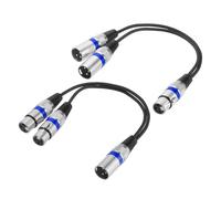 sourcing map Confezione da 2 cavi splitter XLR, da 0,3 m XLR da 1 femmina a 2 maschio e 1 maschio a 2 femmina, cavi a Y per cavi audio bilanciati, mixer, microfoni, blu