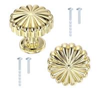 sourcing map Confezione da 2 pomelli rotondi per armadietti, diametro 2,9 cm, in lega di zinco, stile vintage, con viti, per armadi da cucina, camera da letto, comò, guardaroba, oro