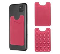 sourcing map Confezione da 2 supporti per carte di credito, in silicone, con slot per carte di credito, colore rosso rosa