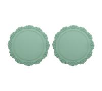 sourcing map Confezione da 2 tovagliette in silicone da 22,9 cm, per tavolo da pranzo, tovagliette rotonde, resistenti al calore, impermeabili, a prova di olio, tovagliette da cucina (verde)
