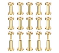 sourcing map Confezione da 25 viti Chicago in ottone, 8 x 6 mm, a testa piatta, rivetti per rilegatura, per fai da te in pelle, cinghie per cinture, tonalità ottone