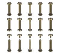 sourcing map Confezione da 30 viti Chicago in ottone, 20 x 8 mm, a testa piatta, per rilegatura, chiodi, per fai da te, artigianato in pelle, cinghia per cintura, bronzo